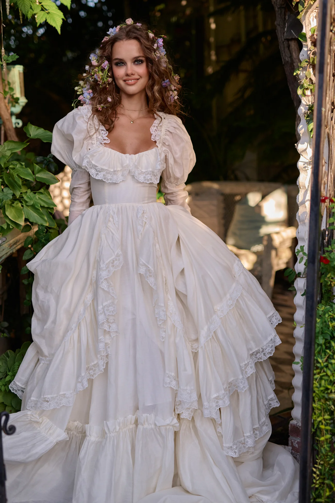 The Ivory Silk Organdy Maiden Gown - Image 10