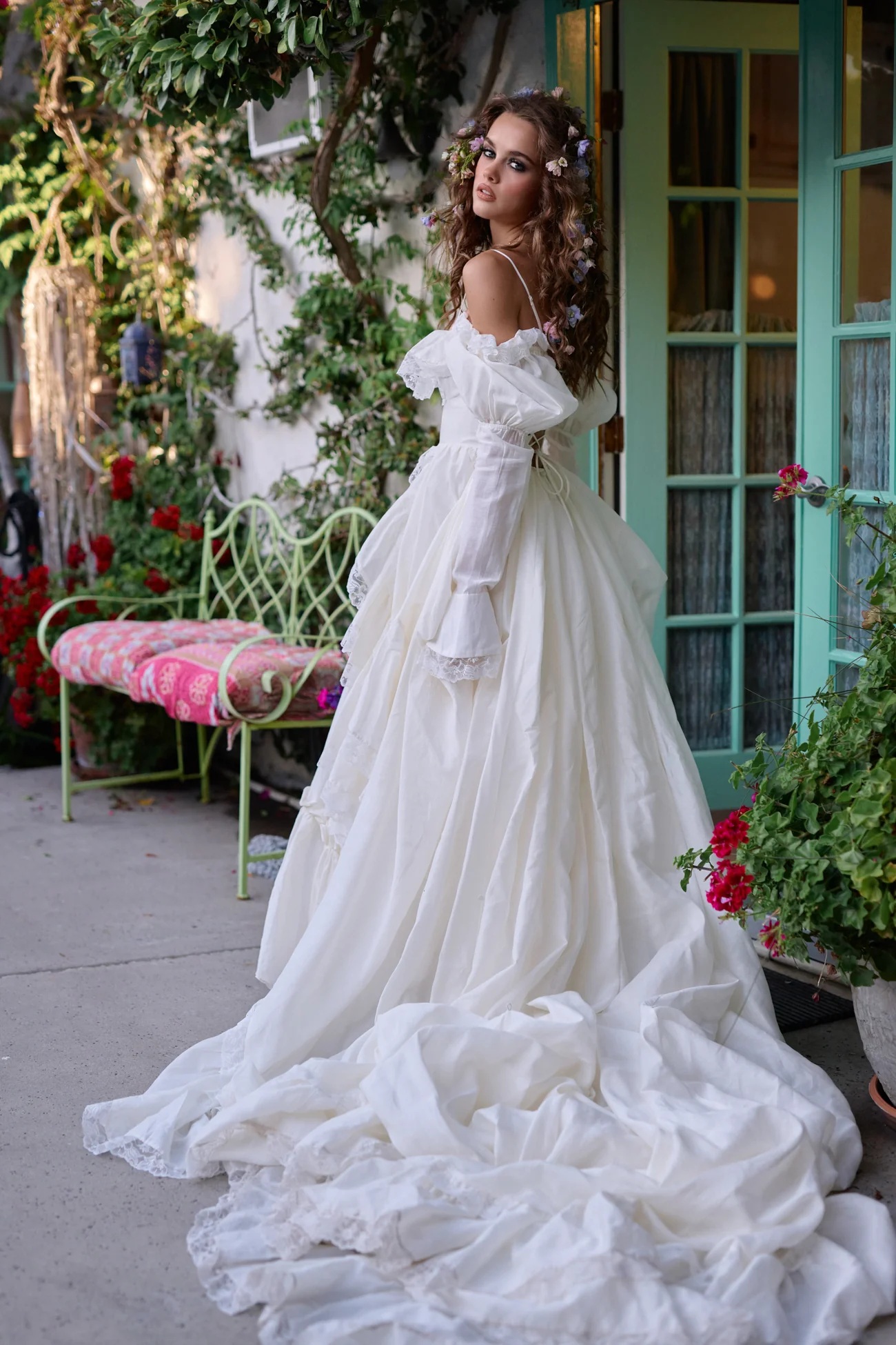 The Ivory Silk Organdy Maiden Gown - Image 21