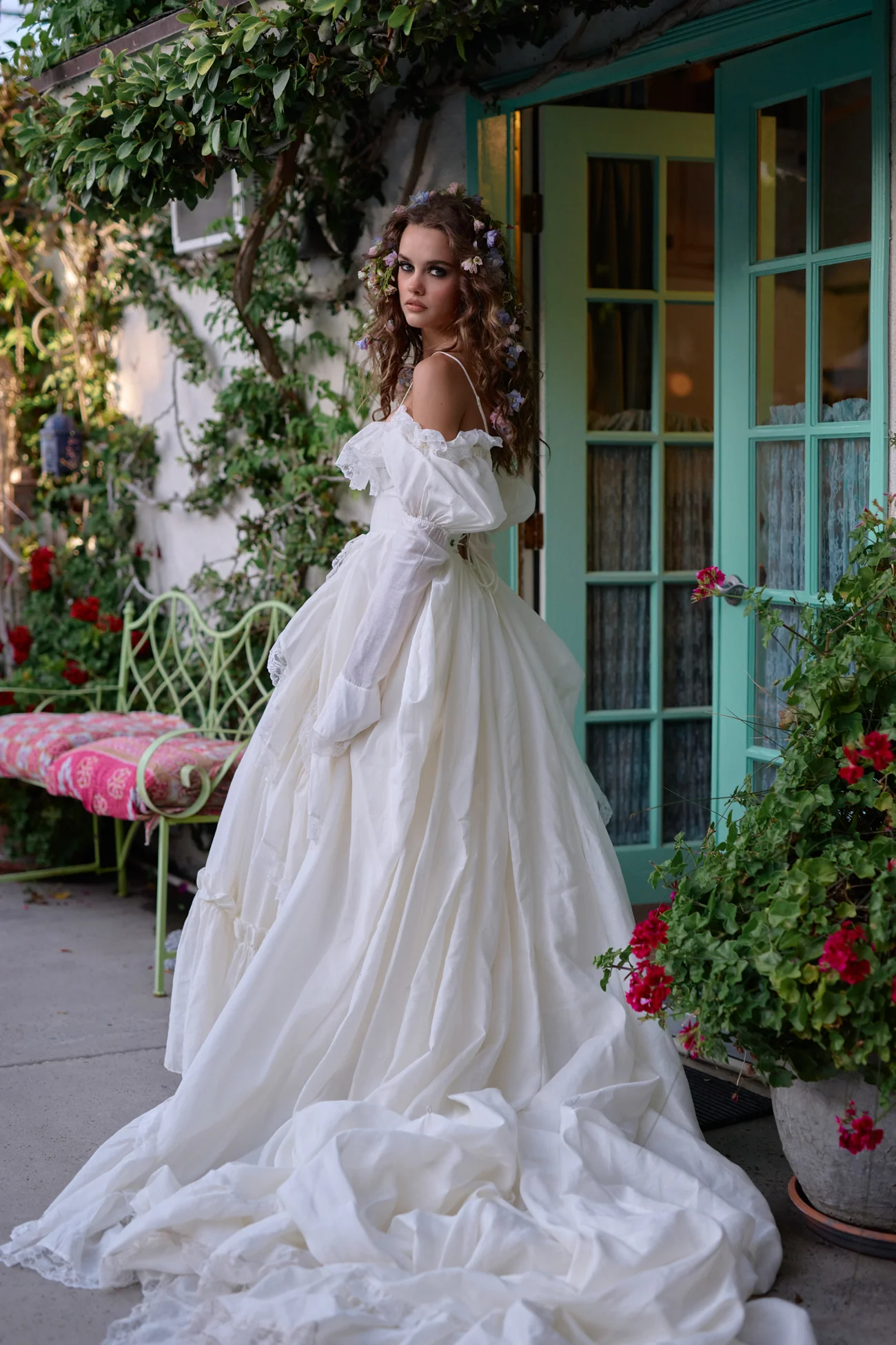 The Ivory Silk Organdy Maiden Gown - Image 23