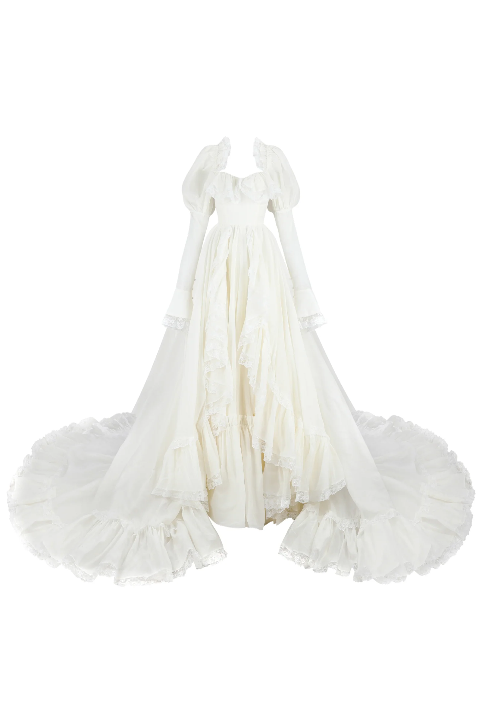 The Ivory Silk Organdy Maiden Gown - Image 26