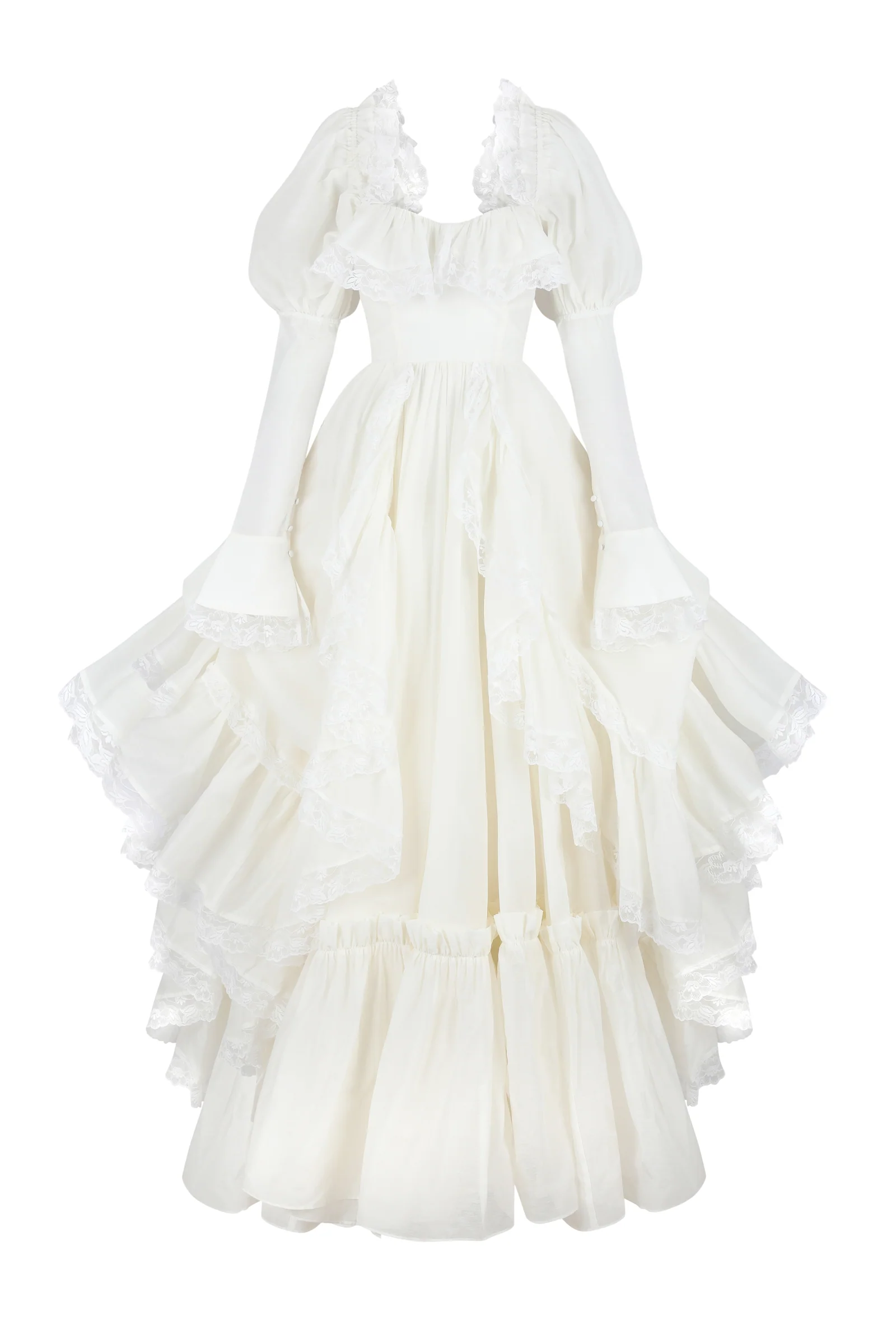 The Ivory Silk Organdy Maiden Gown - Image 27