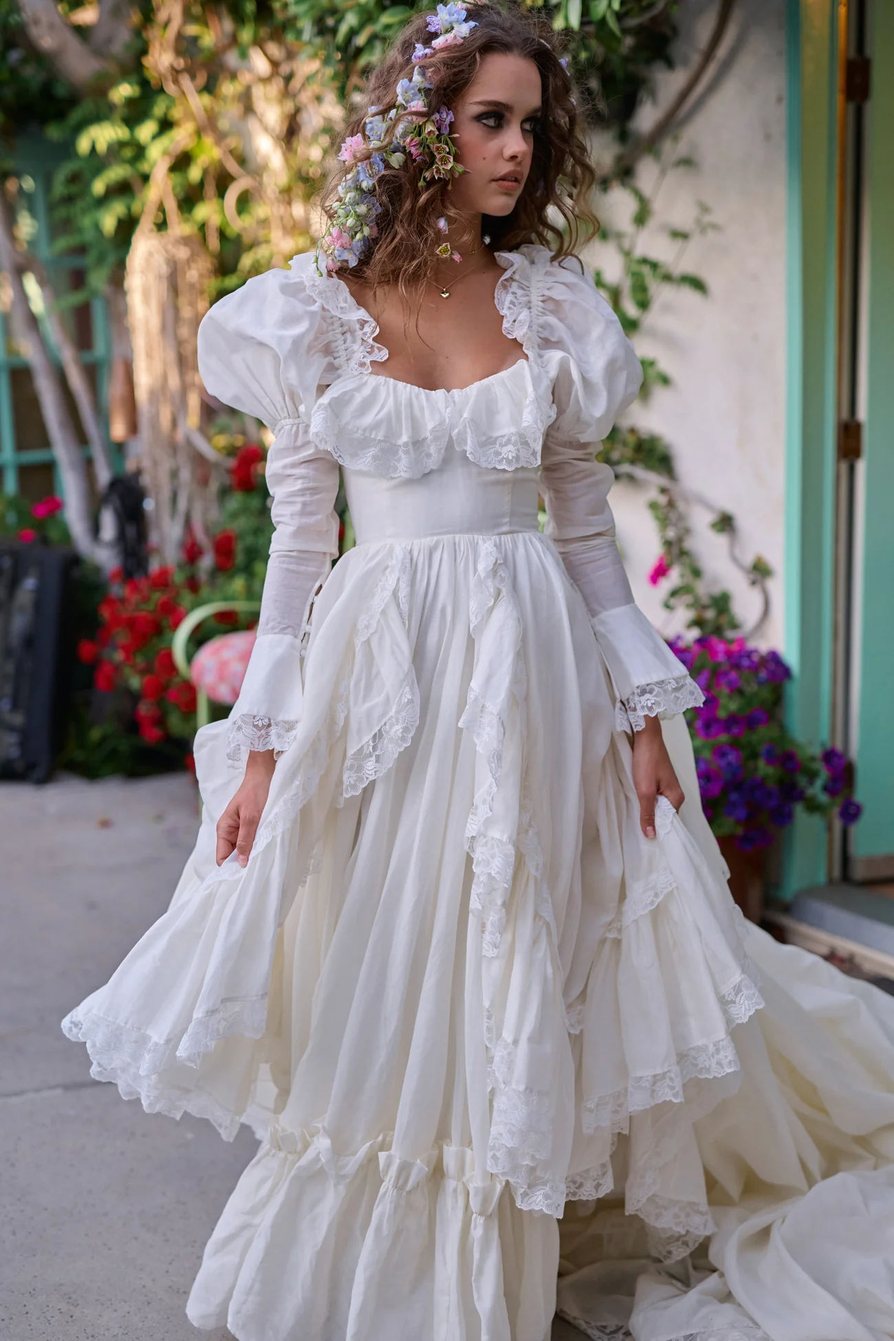 The Ivory Silk Organdy Maiden Gown - Image 31