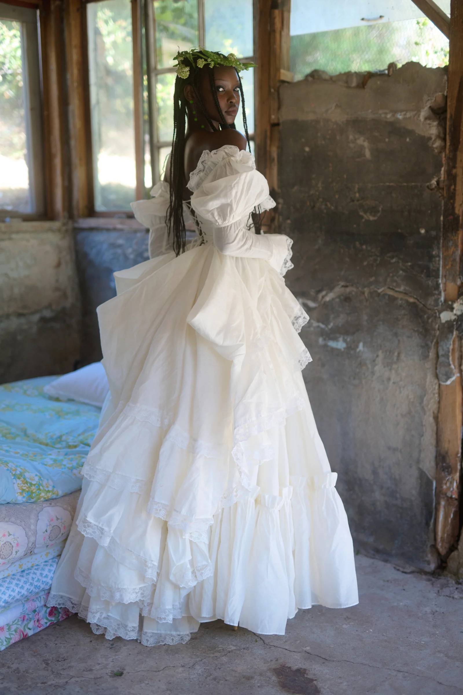 The Ivory Silk Organdy Maiden Gown - Image 35