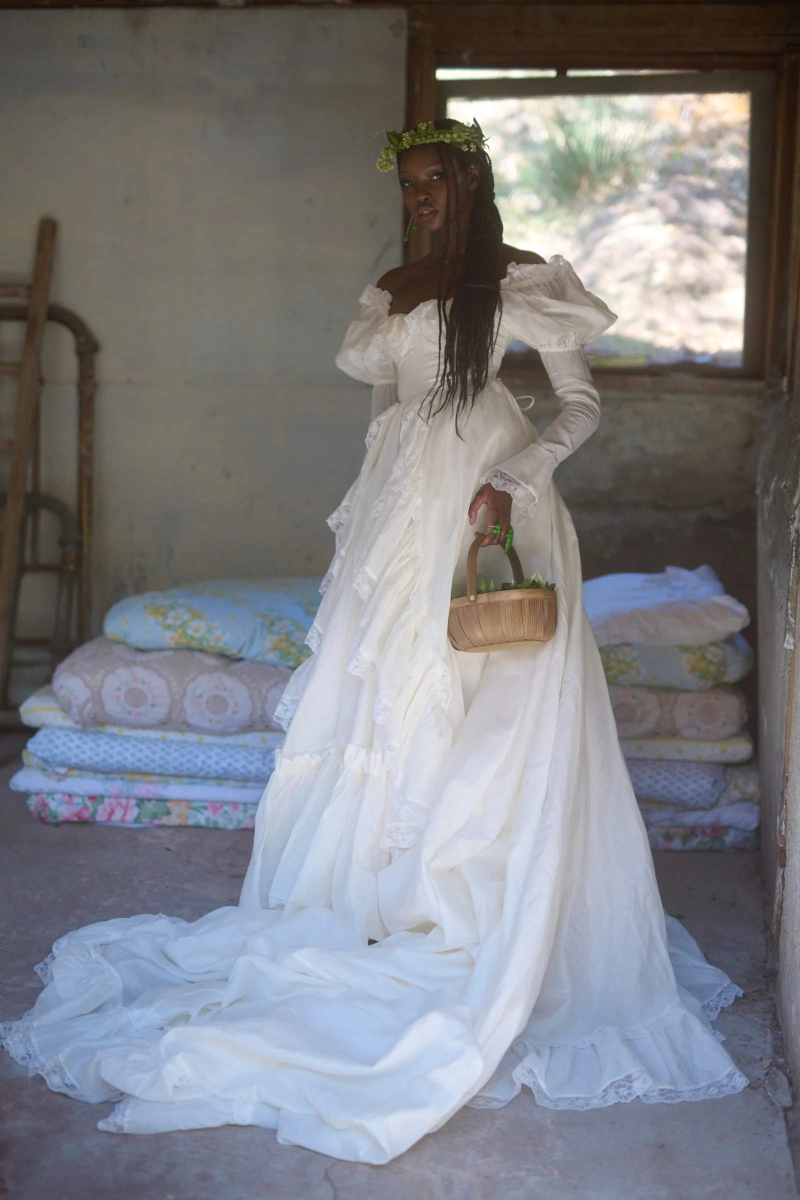 The Ivory Silk Organdy Maiden Gown - Image 37