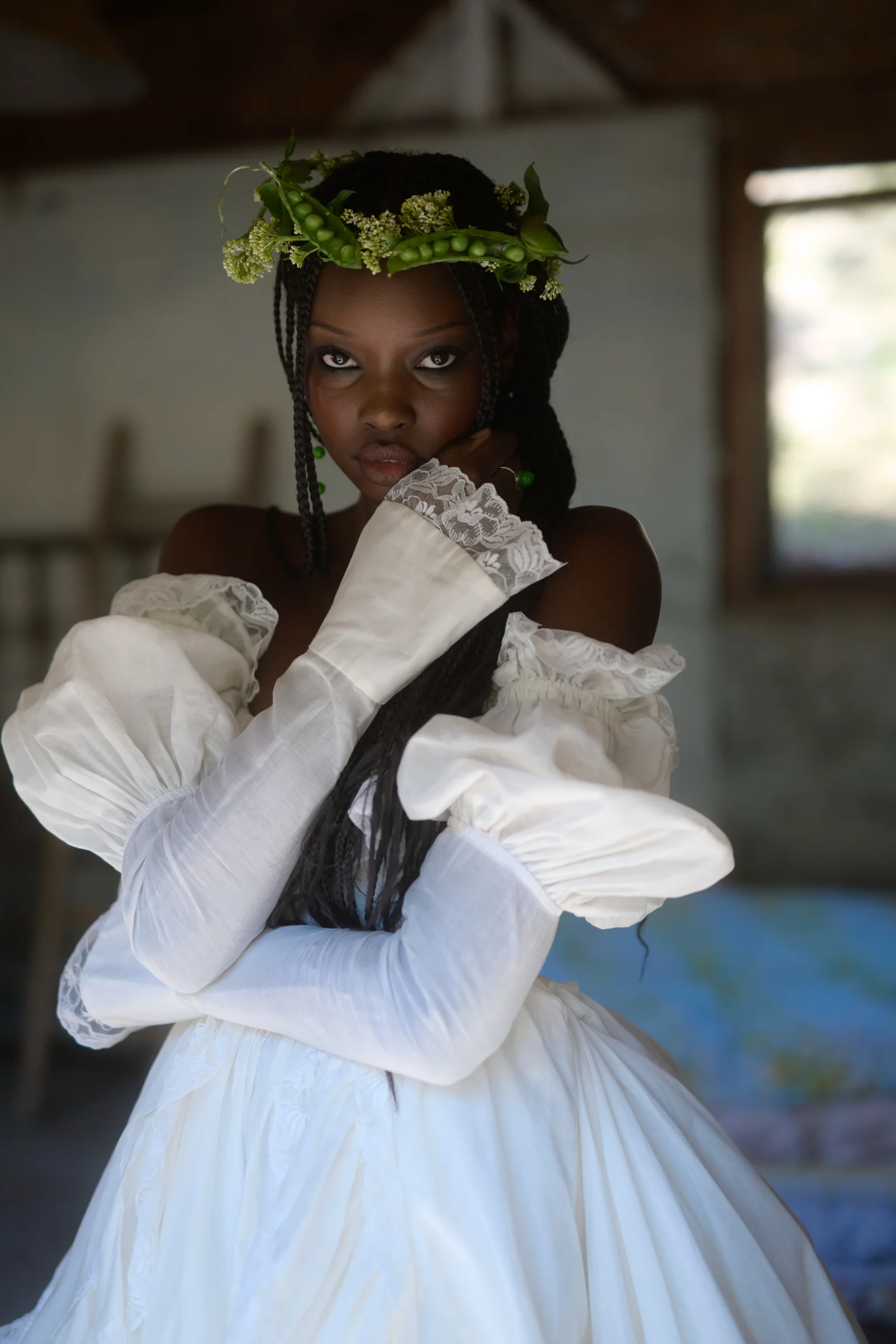 The Ivory Silk Organdy Maiden Gown - Image 38