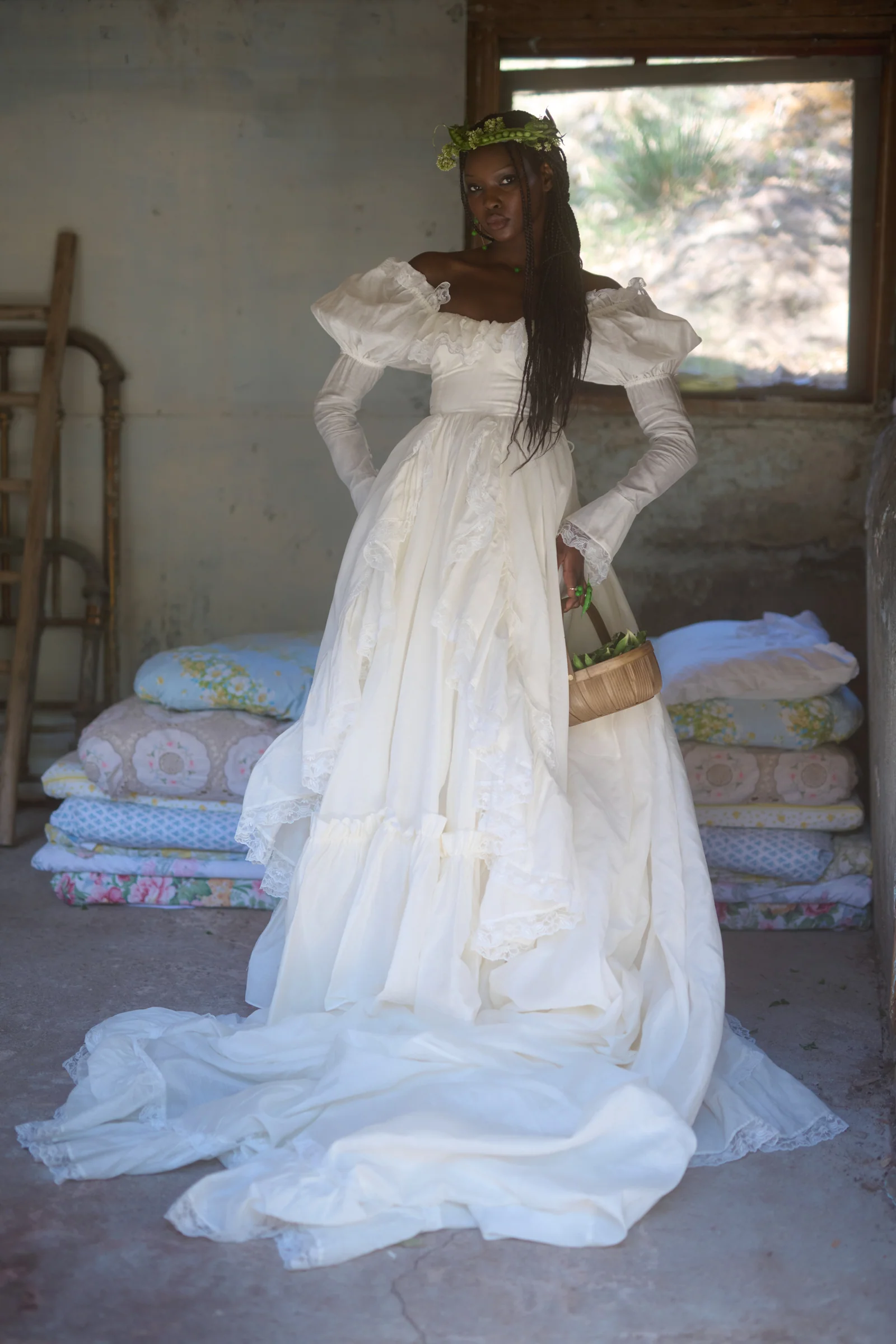 The Ivory Silk Organdy Maiden Gown - Image 39