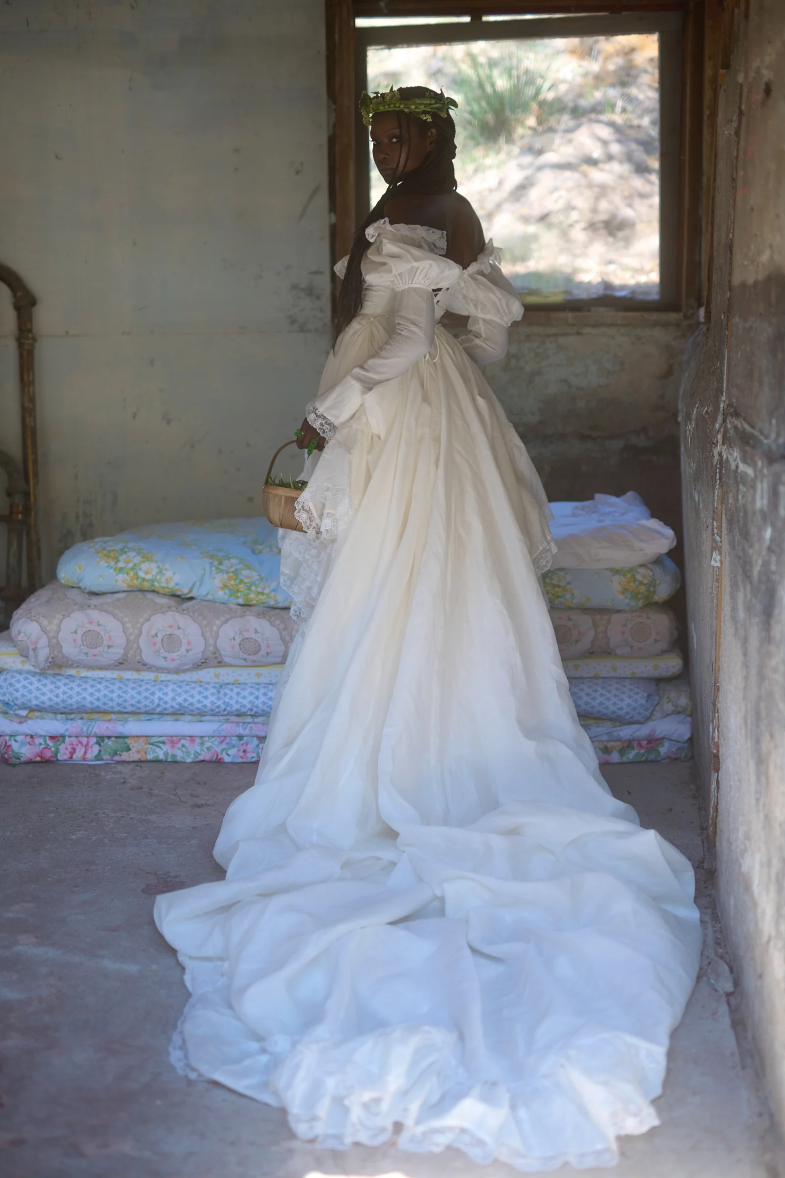 The Ivory Silk Organdy Maiden Gown - Image 40
