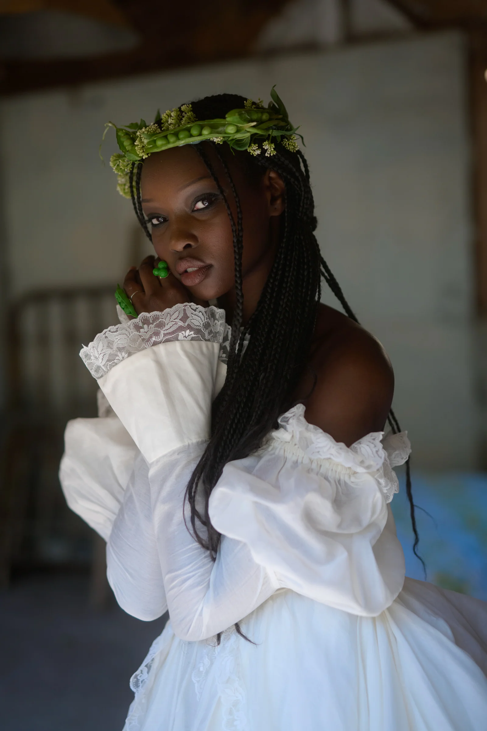 The Ivory Silk Organdy Maiden Gown - Image 41