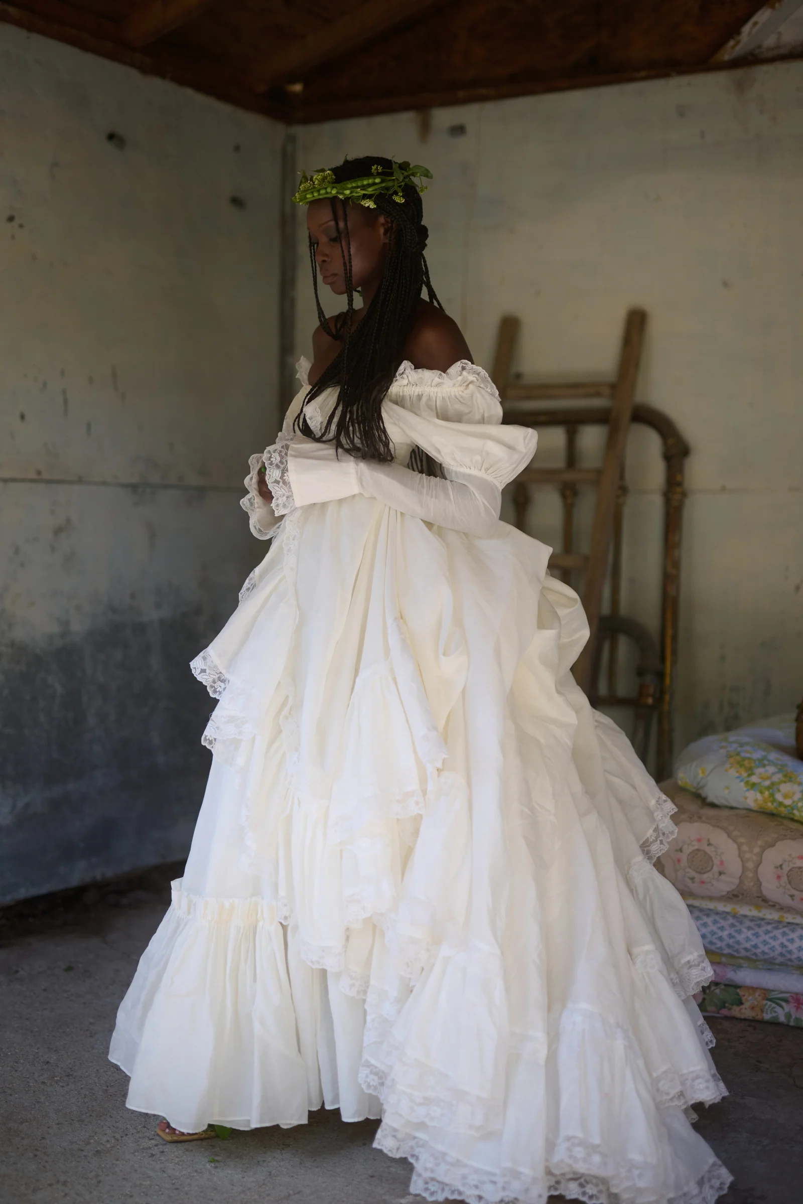 The Ivory Silk Organdy Maiden Gown - Image 43