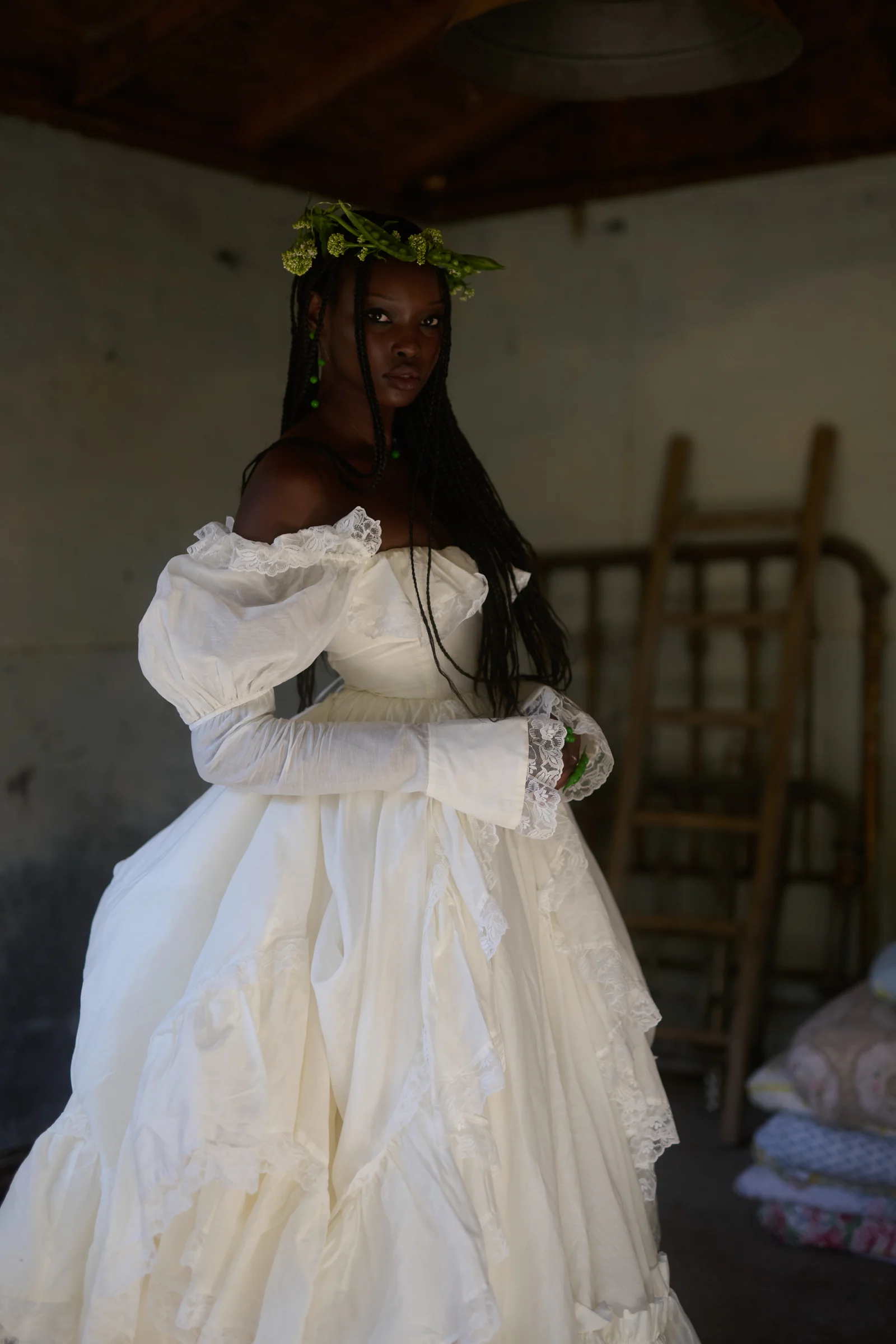 The Ivory Silk Organdy Maiden Gown - Image 44