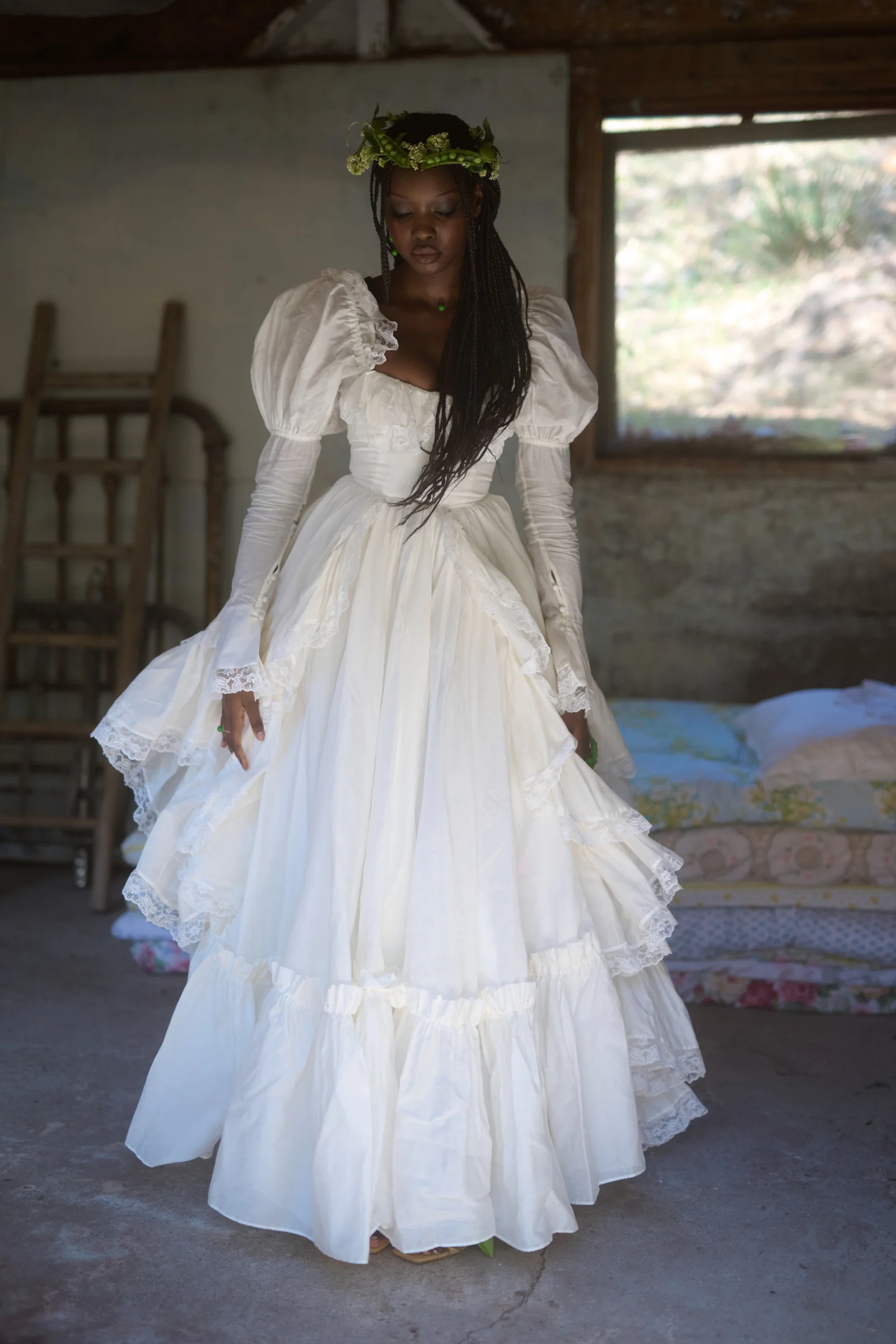 The Ivory Silk Organdy Maiden Gown - Image 45