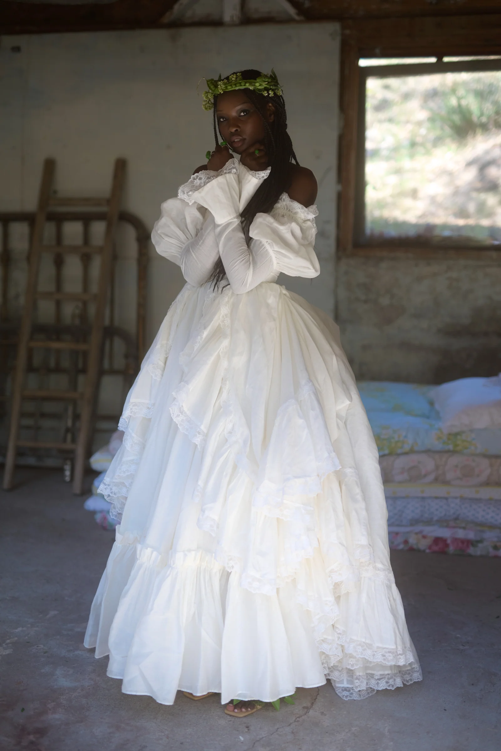 The Ivory Silk Organdy Maiden Gown - Image 46