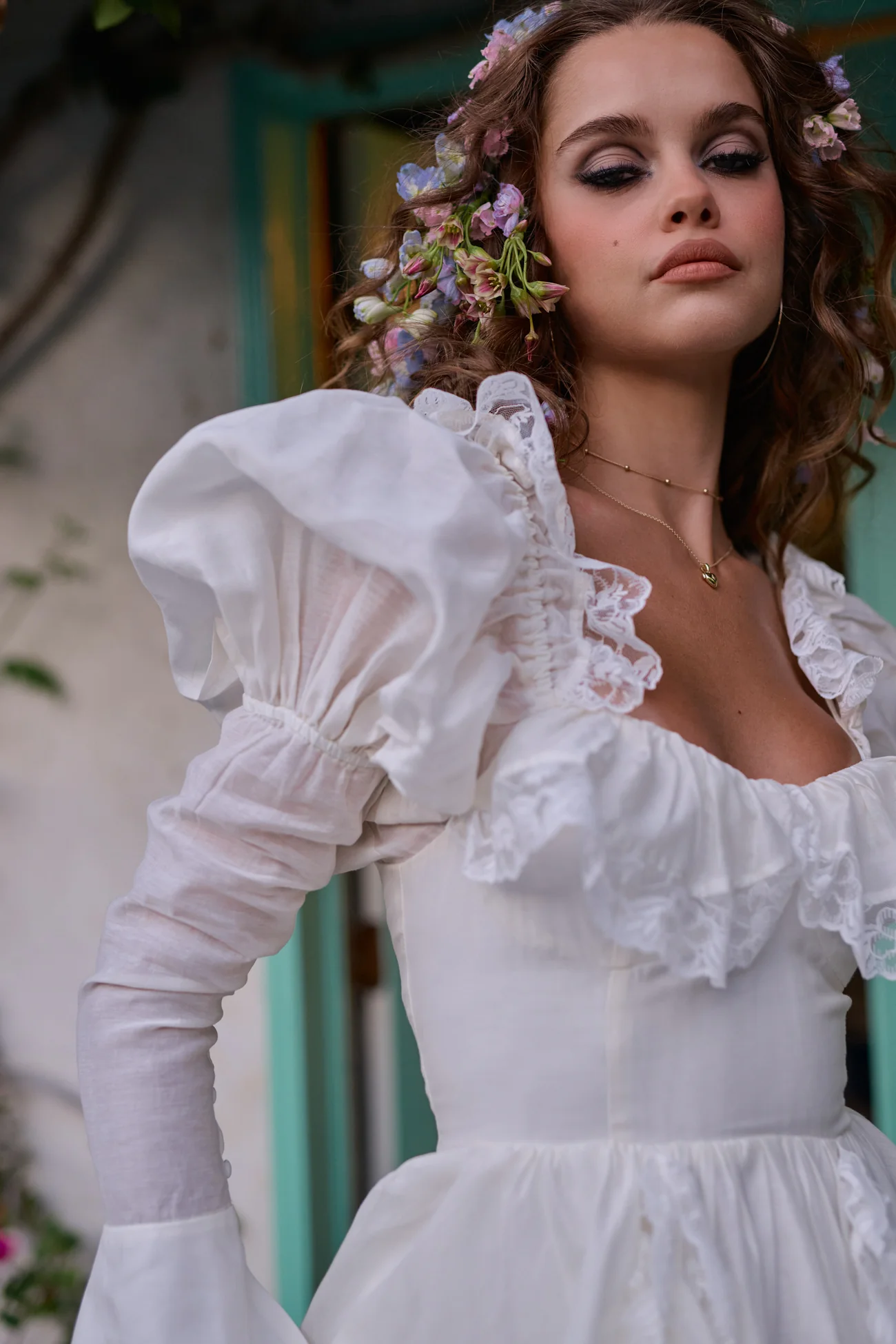 The Ivory Silk Organdy Maiden Gown - Image 8