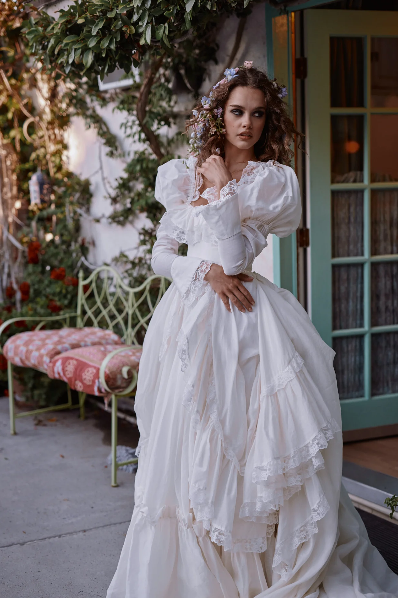 The Ivory Silk Organdy Maiden Gown - Image 9
