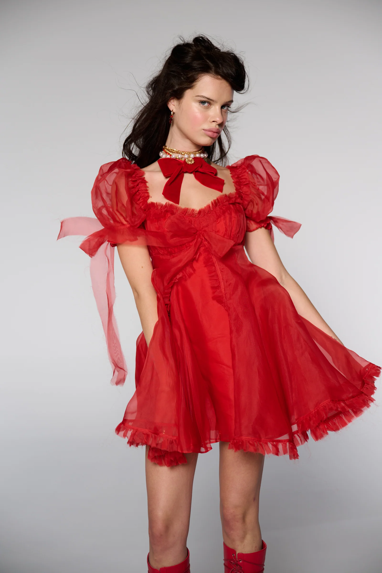 The Revolt Red Silk Organza Tulum Dress - Image 5