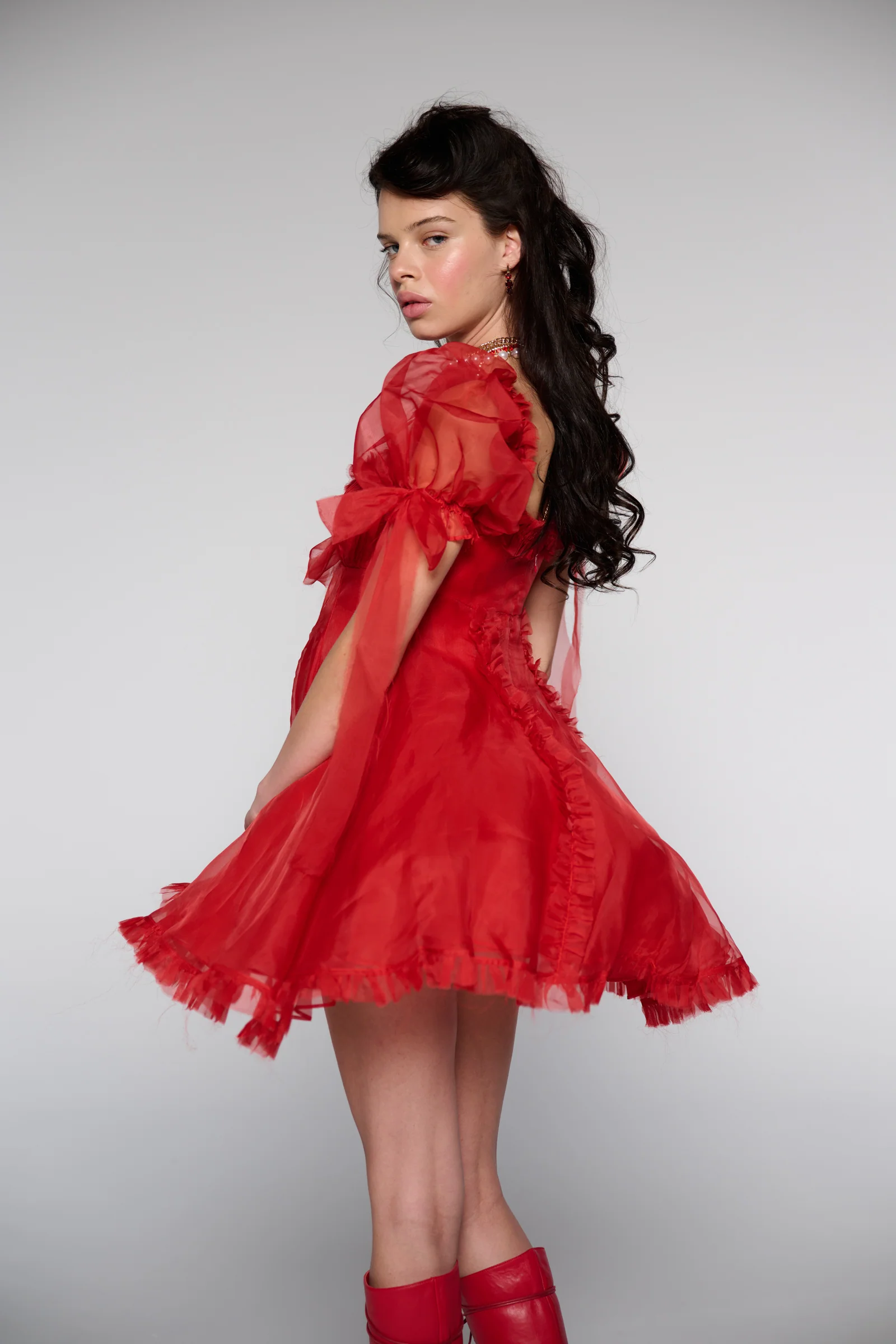 The Revolt Red Silk Organza Tulum Dress - Image 6