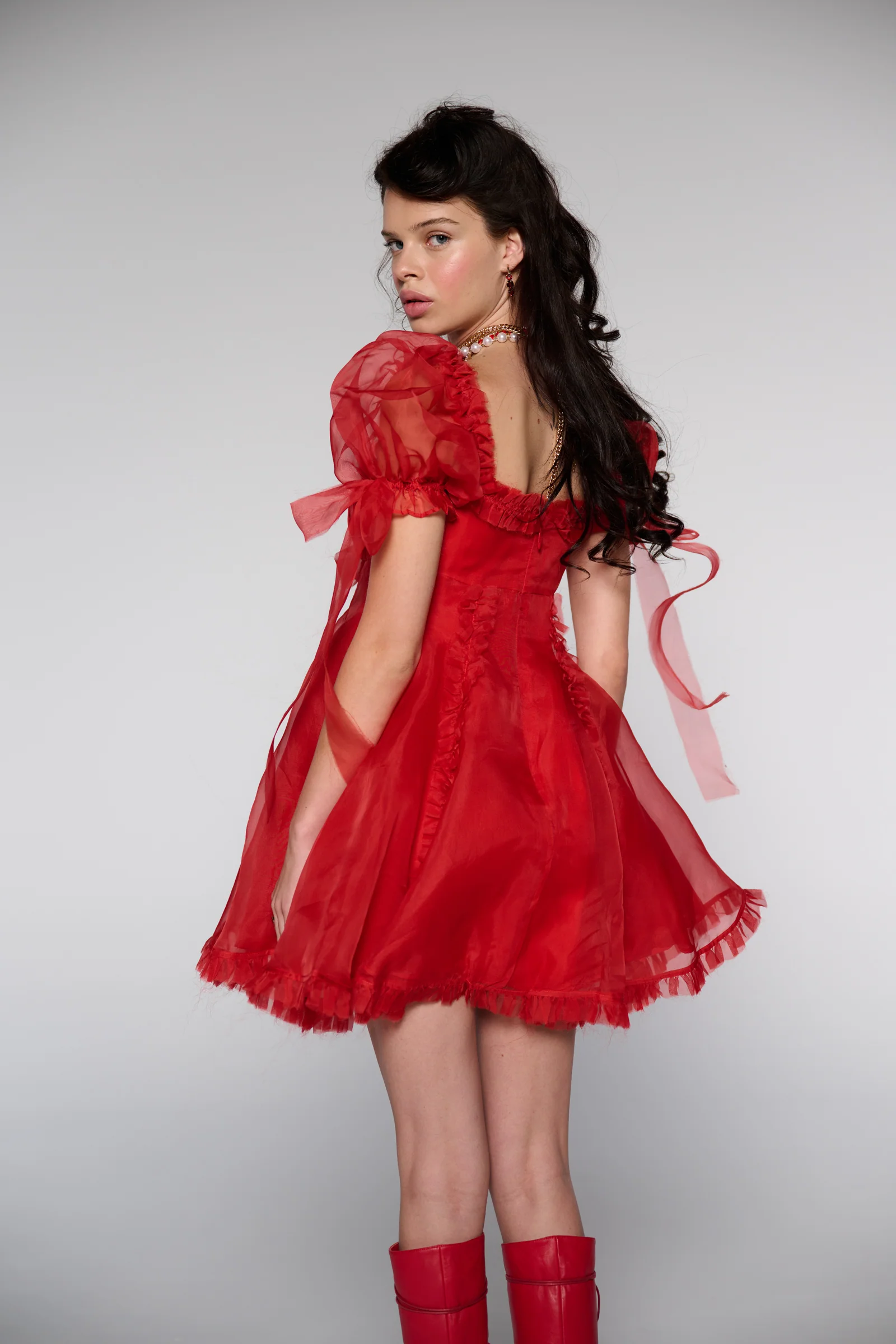 The Revolt Red Silk Organza Tulum Dress - Image 7