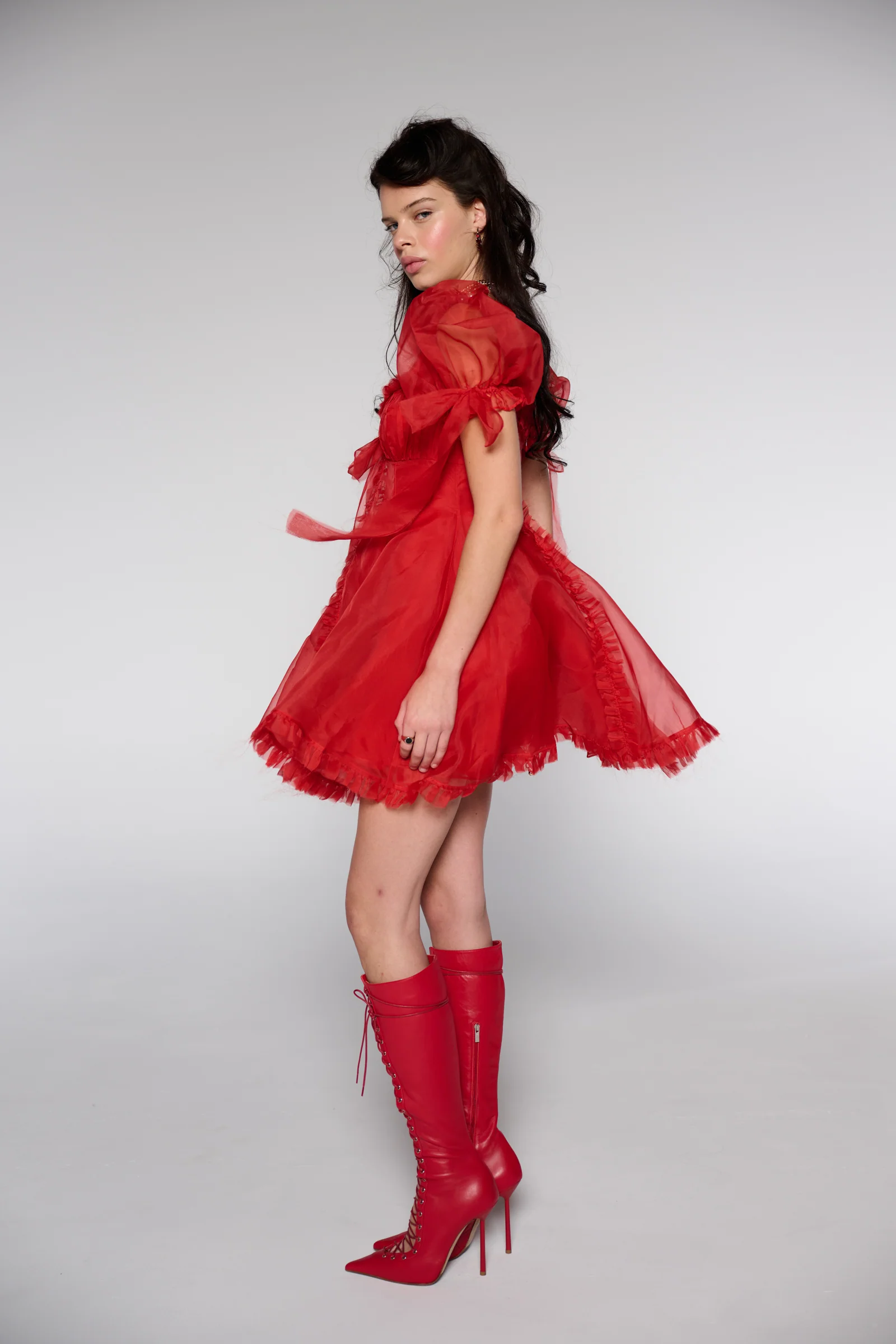 The Revolt Red Silk Organza Tulum Dress - Image 8