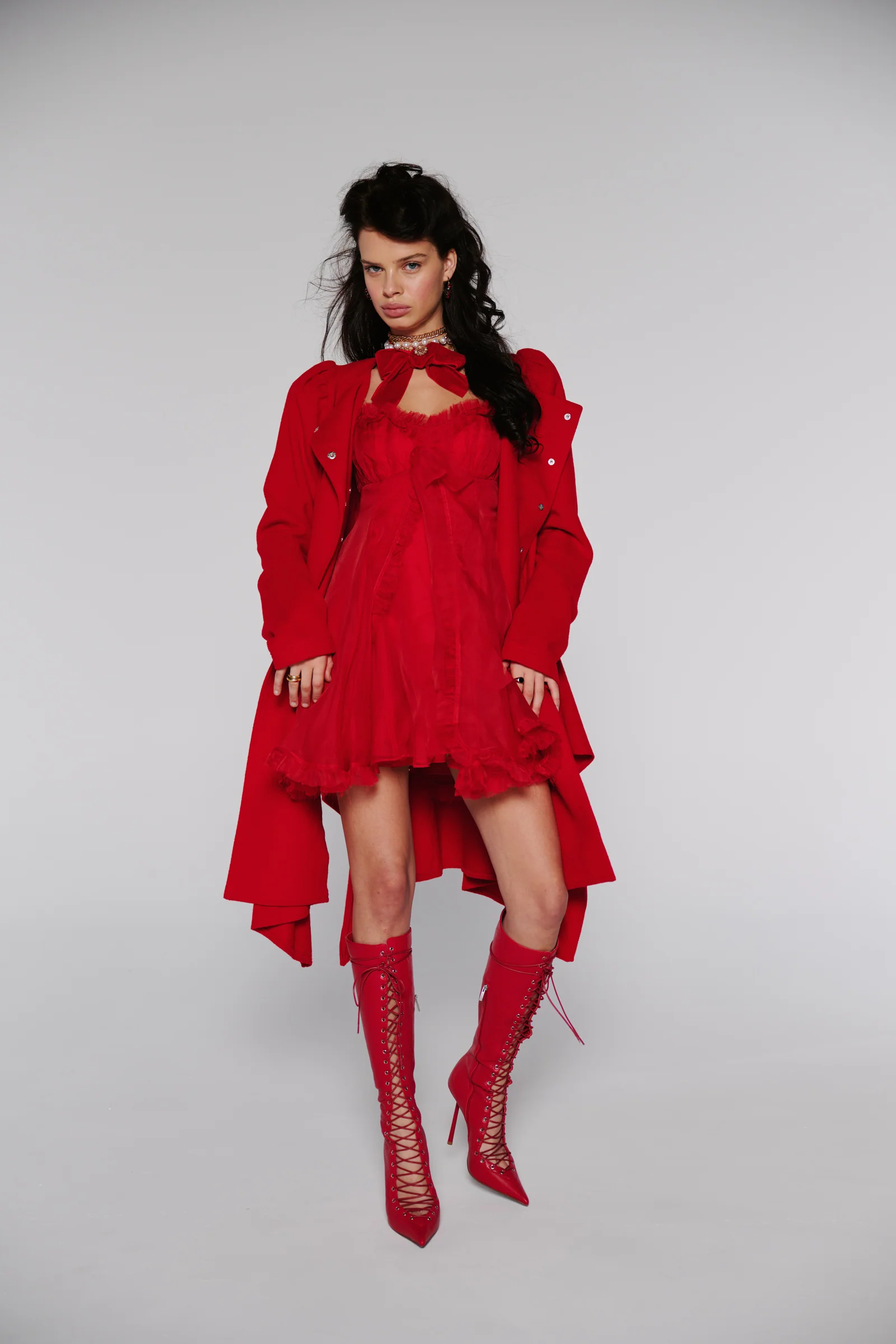 The Revolt Red Silk Organza Tulum Dress - Image 9